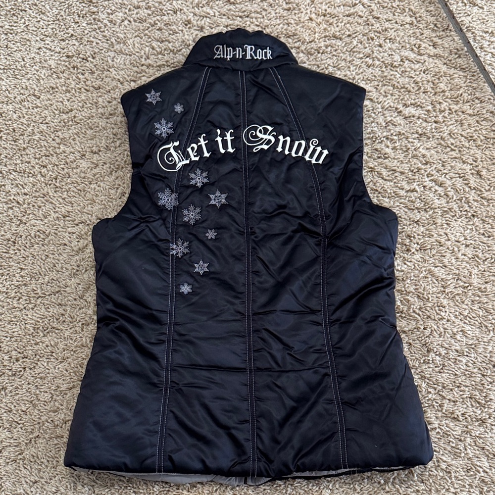 Alp-N-Rock "Let it Snow" Reversible Puffer Vest, Black Gray, Womens sz XS / 2 - Picture 15 of 16